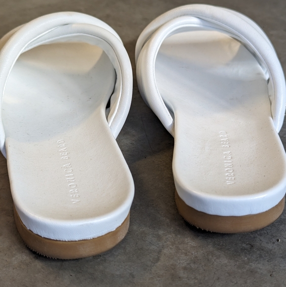 Veronica Beard white leather slides W8 - Picture 5 of 5